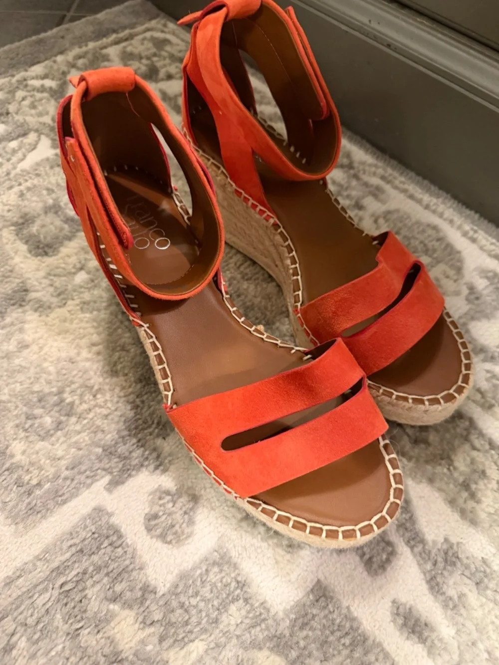 Franco Sarto Clemens Espadrille Wedge Sandals  Coral Size 9